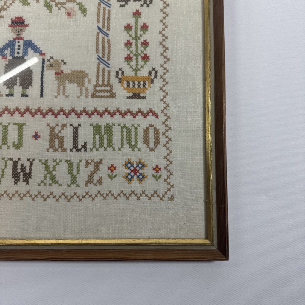 Cross Stitch Needlework Sampler Framed Vintage - Picture 5 of 9